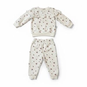 Badgley Mischka White Cherry Print Kids Outfit Set